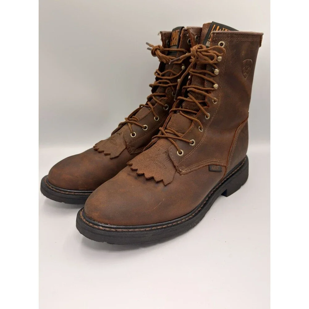 Ariat Cascade 8” Work Boots Mens 11 EE Wide Brown Aged Leather Kiltie 10002418